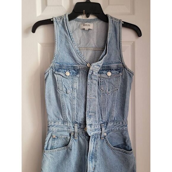 Adolge 70s Sleeveless Denim Jumpsuit 0 - Picture 3 of 11
